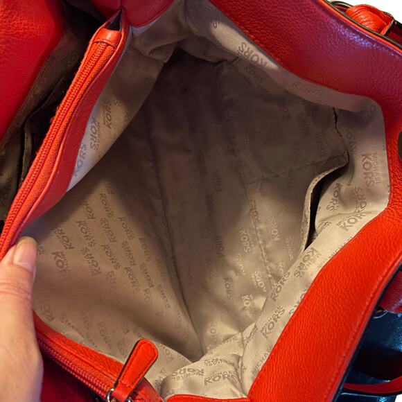 Michael Kors Red Leather Large Hamilton Tote Purse - Picture 11 of 14